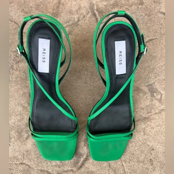 Reiss Bali Emerald Green Midi Heels Strappy Sandals size EU 38 - Picture 15 of 16